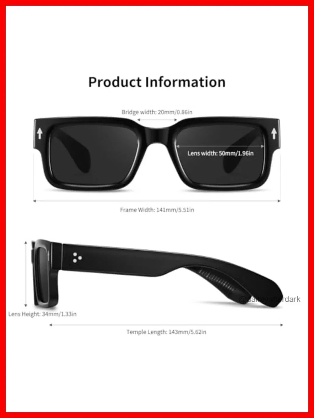 Chunky Rectangle Sunglasses UV400 Protection Unisex Adult